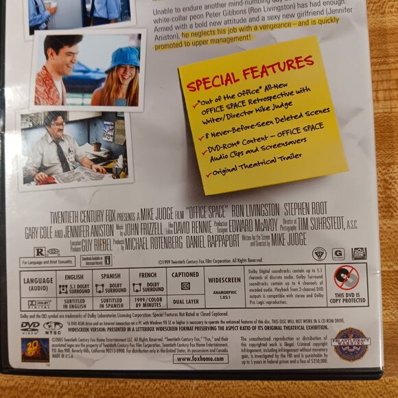 Office Space 1999 DVD (Widescreen Edition) w/ Inserts Mike Judge Stephen Root VG - Picture 4 of 7